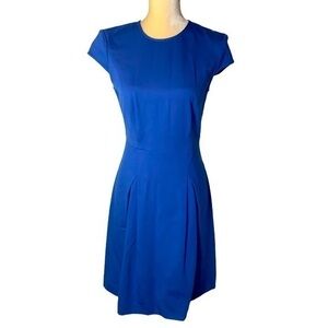 Ava & Aiden NWT Blue Midi Length Cap Sleeve Classic Dress Size 4 Pleated Skirt
